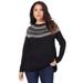 Plus Size Women's Fair Isle Pullover Sweater by Roaman's in Black Classic Fair Isle (Size 30/32)