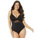 Plus Size Women's Cut Out Mesh Underwire One Piece Swimsuit by Swimsuits For All in Black (Size 4)