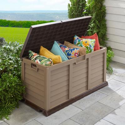 116-Gallon Rolling Deck Box by BrylaneHome in Mocha Brown