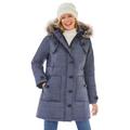 Plus Size Women's Heathered Down Puffer Coat by Woman Within in Heather Navy (Size 20 W)