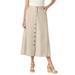 Plus Size Women's Perfect Cotton Button Front Skirt by Woman Within in Natural Khaki (Size 30 W)