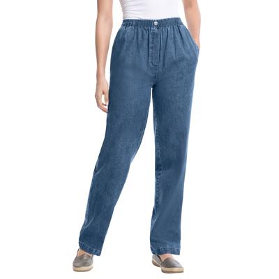 Plus Size Women's 7-Day Straight-Leg Denim Jean by Woman Within in Medium Stonewash (Size 24 T) Pant