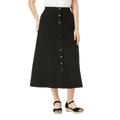 Plus Size Women's Perfect Cotton Button Front Skirt by Woman Within in Black (Size 12 W)