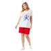 Plus Size Women's 2-Piece Knit Tee and Short Set by Woman Within in Vivid Red Americana Stars (Size 14/16) Sweatsuit