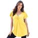 Plus Size Women's Flutter-Sleeve Sweetheart Ultimate Tee by Roaman's in Lemon Mist (Size 26/28) Long T-Shirt Top