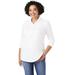 Plus Size Women's Long-Sleeve Polo Ultimate Tee by Roaman's in White (Size M) Shirt