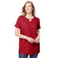 Plus Size Women's Perfect Short-Sleeve Keyhole Tee by Woman Within in Classic Red (Size 26/28) Shirt