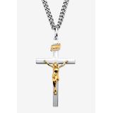 Men's Big & Tall Sterling Silver Crucifix Cross Pendant with 24" Chain by PalmBeach Jewelry in White