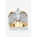 Women's Yellow Gold Plated Cubic Zirconia and Round Crystals Cocktail Ring by PalmBeach Jewelry in Gold (Size 10)