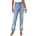 Plus Size Women's Floral Embroidered Straight-Leg Jean by Denim 24/7 in Embroidered Garden (Size 22 W)