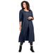 Plus Size Women's Front-Slit Ultra Femme Tunic by Roaman's in Navy (Size S) Long Sleeve Shirt