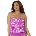 Plus Size Women's Bandeau Blouson Tankini Top by Swimsuits For All in Beach Rose Palm (Size 8)