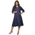 Plus Size Women's Fit-And-Flare Jacket Dress by Roaman's in Navy (Size 24 W) Suit