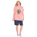 Plus Size Women's 2-Piece Knit Tee and Short Set by Woman Within in Soft Pink Cactus (Size 26/28) Sweatsuit