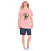 Plus Size Women's 2-Piece Knit Tee and Short Set by Woman Within in Soft Pink Cactus (Size 26/28) Sweatsuit