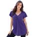 Plus Size Women's Flutter-Sleeve Sweetheart Ultimate Tee by Roaman's in Midnight Violet (Size 12) Long T-Shirt Top
