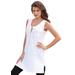 Plus Size Women's Button-Front Henley Ultimate Tunic Tank by Roaman's in White (Size L) Top 100% Cotton Sleeveless Shirt