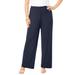 Plus Size Women's Ultrasmooth® Fabric Wide-Leg Pant by Roaman's in Navy (Size 2X) Stretch Jersey