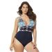 Plus Size Women's Plunge One Piece Swimsuit by Swimsuits For All in Engineered Navy (Size 24)