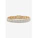 Women's Yellow Gold Plated Tennis Bracelet (10mm), Genuine Diamond Accent 7" by PalmBeach Jewelry in Gold