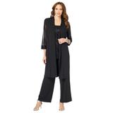 Plus Size Women's Three-Piece Lace & Sequin Duster Pant Set by Roaman's in Black (Size 18 W) Formal Evening