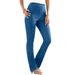 Plus Size Women's Straight-Leg Comfort Stretch Jean by Denim 24/7 in Light Stonewash Sanded (Size 16 WP)