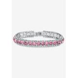 Women's Silver Tone Tennis Bracelet Simulated Birthstones and Crystal, 7" by PalmBeach Jewelry in June