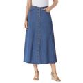 Plus Size Women's Perfect Cotton Button Front Skirt by Woman Within in Medium Stonewash (Size 20 W)