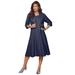 Plus Size Women's Fit-And-Flare Jacket Dress by Roaman's in Navy (Size 14 W) Suit