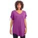 Plus Size Women's Ruched-Sleeve Ultra Femme Tunic by Roaman's in Purple Magenta (Size 30/32) Long Shirt