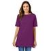 Plus Size Women's Perfect Short-Sleeve Boatneck Tunic by Woman Within in Plum Purple (Size M)
