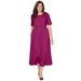 Plus Size Women's Button-Front Essential Dress by Woman Within in Raspberry (Size 5X)