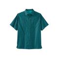 Men's Big & Tall Short Sleeve Printed Check Sport Shirt by KingSize in Tidal Green Check (Size XL)