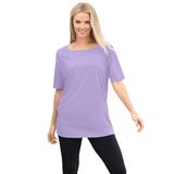 Plus Size Women's Perfect Elbow-Sleeve Square-Neck Tee by Woman Within in Soft Iris (Size 1X) Shirt
