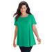 Plus Size Women's Swing Ultimate Tee with Keyhole Back by Roaman's in Tropical Emerald (Size S) Short Sleeve T-Shirt