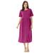 Plus Size Women's Button-Front Essential Dress by Woman Within in Raspberry Polka Dot (Size 4X)