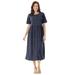 Plus Size Women's Button-Front Essential Dress by Woman Within in Navy Polka Dot (Size 6X)