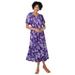 Plus Size Women's Short-Sleeve Button-Front Dress by Woman Within in Radiant Purple Tossed Bouquet (Size 34 W)