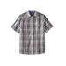 Men's Big & Tall Short-Sleeve Plaid Sport Shirt by KingSize in Grey Plaid (Size 8XL)