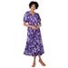 Plus Size Women's Short-Sleeve Button-Front Dress by Woman Within in Radiant Purple Tossed Bouquet (Size 32 W)