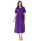 Plus Size Women's Button-Front Essential Dress by Woman Within in Radiant Purple Polka Dot (Size 4X)