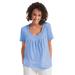 Plus Size Women's Crochet-Trim Knit Top by Woman Within in French Blue (Size 14/16) Shirt