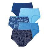Plus Size Women's Cotton Brief 5-Pack by Comfort Choice in Evening Blue Dot Pack (Size 8) Underwear