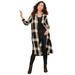 Plus Size Women's Button-Front Ultra Tunic by Roaman's in Black Ivory Tartan (Size 22 W) Long Shirt Blouse