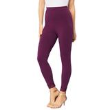 Plus Size Women's Lace-Trim Essential Stretch Legging by Roaman's in Dark Berry (Size 18/20) Activewear Workout Yoga Pants