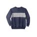 Men's Big & Tall Fleece Crewneck Sweatshirt by KingSize in Navy Colorblock (Size 8XL)