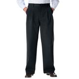Men's Big & Tall Wrinkle-Free Double-Pleat Pant with Side-Elastic Waist by KingSize in Black (Size 70 38)