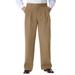 Men's Big & Tall Wrinkle-Free Double-Pleat Pant with Side-Elastic Waist by KingSize in Dark Khaki (Size 40 40)