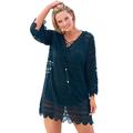 Plus Size Women's Scallop Lace Cover Up by Swim 365 in Black (Size 14/16) Swimsuit Cover Up