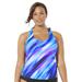 Plus Size Women's Chlorine Resistant Racerback Tankini Top by Swimsuits For All in Purple Swirl (Size 14)